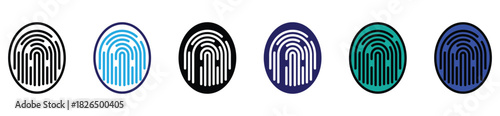 Fingerprint Icons – Biometric Identification and Security Symbol Set