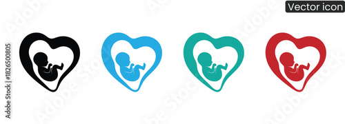 Celebrate new beginnings with this heartfelt fetus in heart illustration. Perfect for maternity designs, pregnancy announcements, and healthcare promotions.