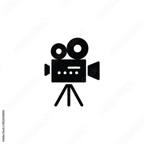Classic video camera icon on tripod film
