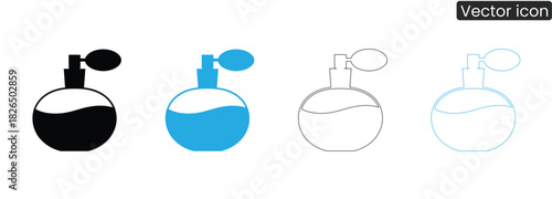 Elegant perfume bottle icons showcase beauty and luxury, perfect for cosmetic brands, fashion blogs, and stylish marketing campaigns. A classic fragrance.