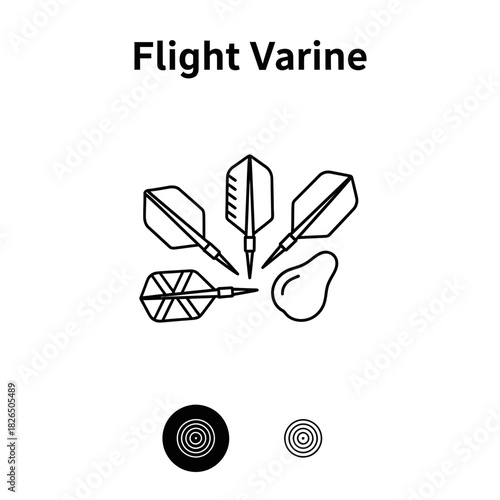 Dynamic vector graphic representing the popular sport of darts, with various darts and a circular bullseye target, suitable for gaming and recreational themes