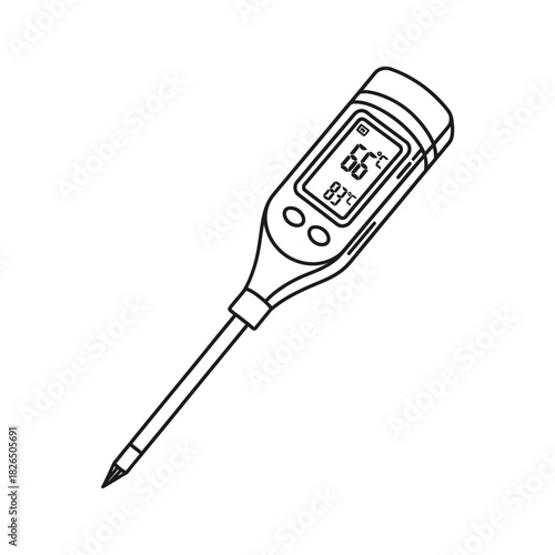 Digital Thermometer Illustration for Precise Temperature Measurement in Cooking, Science and Industry