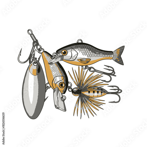 Fishing Lures Assortment Spinner, Crankbait, and Jig for Angling Success