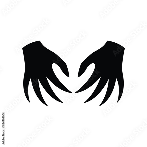 Stylized monster hands form heart symbol