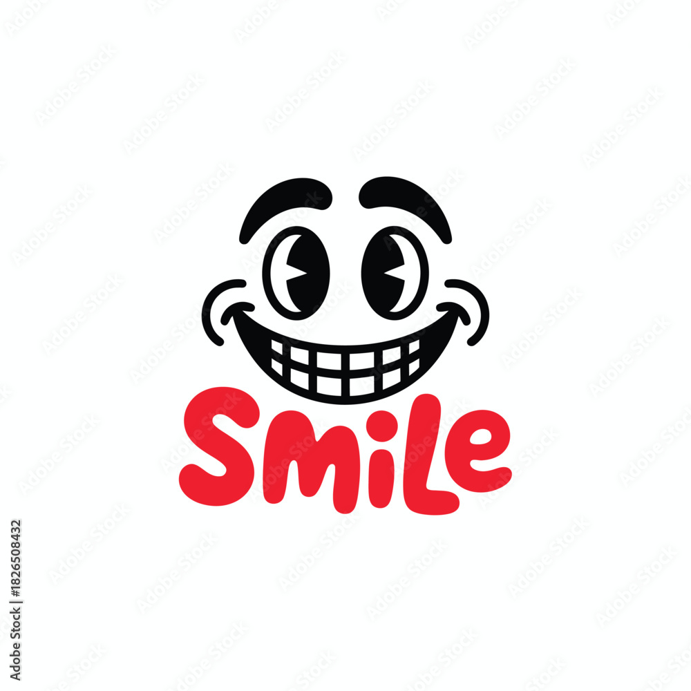 Obraz premium Retro cartoon smiling face graphic design