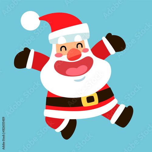 Happy Santa Claus Jumping with Joy