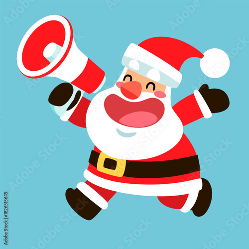 Santa Claus Announcing with a Megaphone