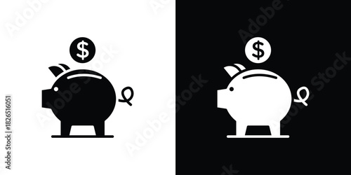 Piggy bank icon, logo, app, template. EPS10