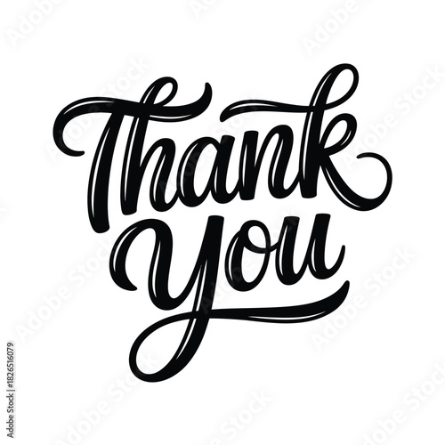 Thank you" hand lettering script message design