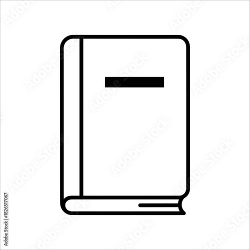 Simple line art icon of a closed book, symbolizing education, knowledge, and learning, isolated on white