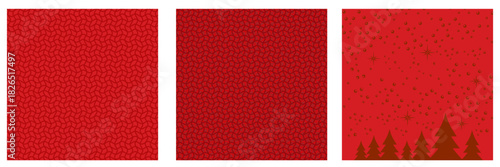 Red Christmas geometric background collection. Merry Christmas poster, social media post layout, quiz backdrop, square banner design template set