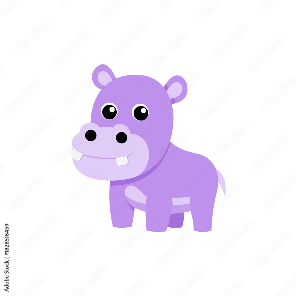Fototapeta premium Cute cartoon hippo illustration for kids books and playful designs