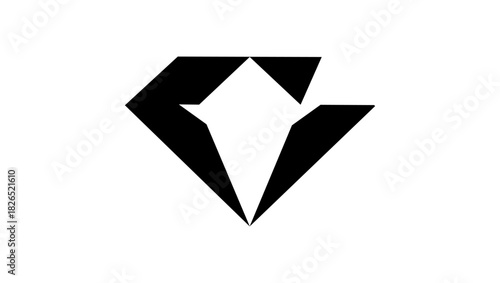 Diamond fox symbol, black isolated silhouette