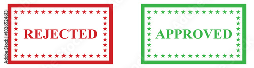 Grunge style rejected and approved rubber stamps.