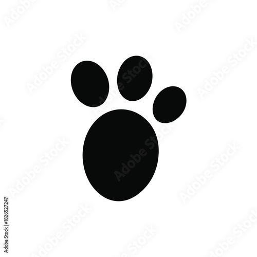 Stylized black animal paw print icon on isolated background