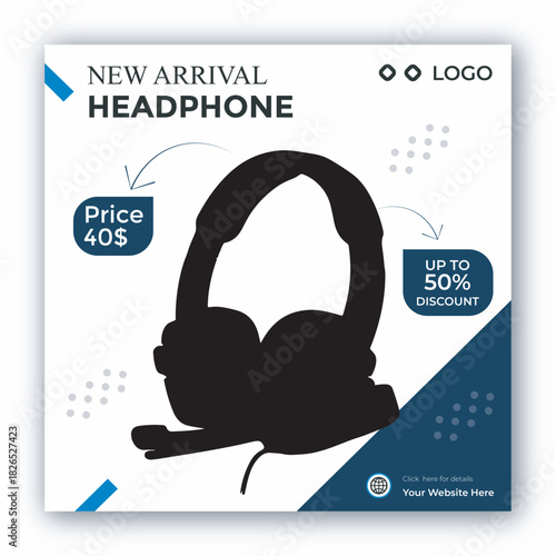 Headphones vector illustration with shopping and fashion accessories elements
