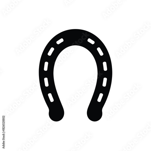 Black horseshoe vector icon symbolizing luck and good fortune