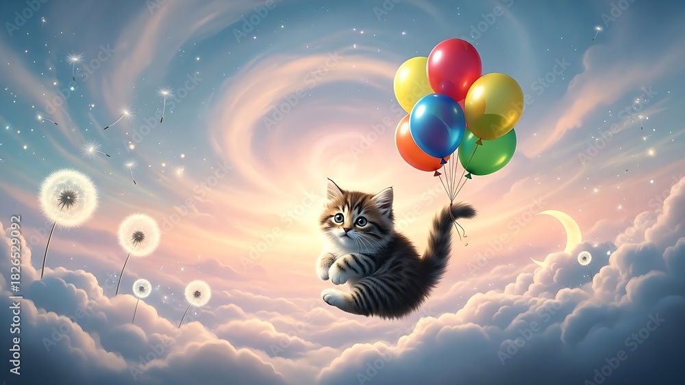 Fototapeta premium Cat wearing red superhero cape against bright sky, dynamic heroic pose, fun imaginative concept, vibrant atmosphere, detailed fur.