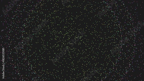 Colorful dots scattered on a black background creating a visually engaging and abstract composition. The randomness and vibrancy of the dots evoke a sense of artistry and whimsy