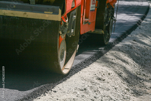 Wallpaper Mural Road Roller Compressing New Asphalt Pavement Torontodigital.ca