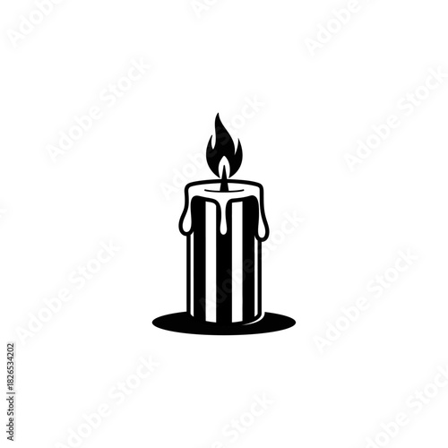Isolated Black Dripping Wax Candle Vector Icon with Transparent Background