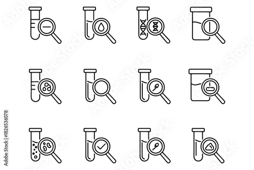 set of Medical Test Icons,
Medical Test Icons,
Minimalist Black Line Laboratory and Analysis Symbols