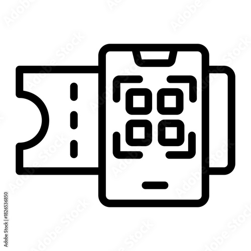 Boarding pass qr code Line Icon