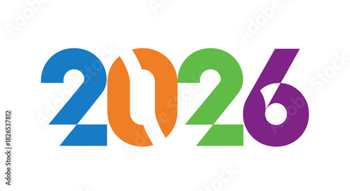 Colorful stylized number 2026 isolated on