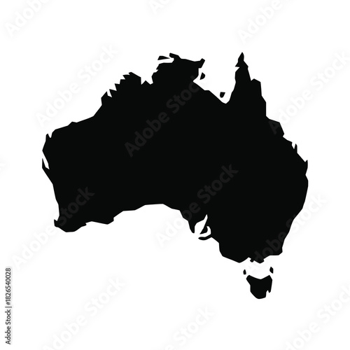 Australia continent map geographic shape icon black silhouette
