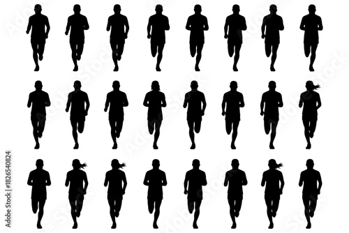 Running Silhouette Icon Set,
Male & Female Athletes