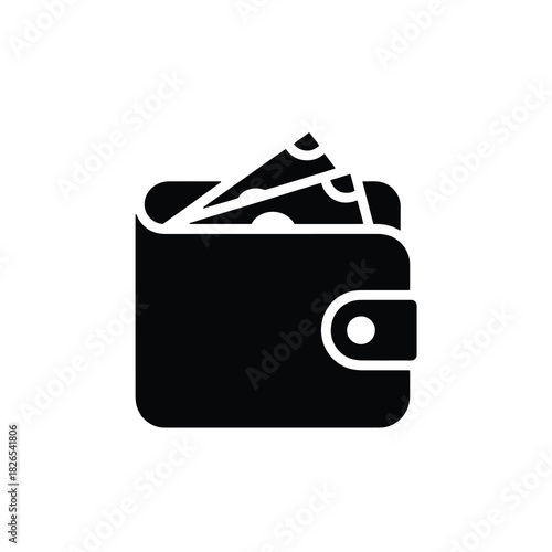 Wallet icon with cash money, representing finance and payments
