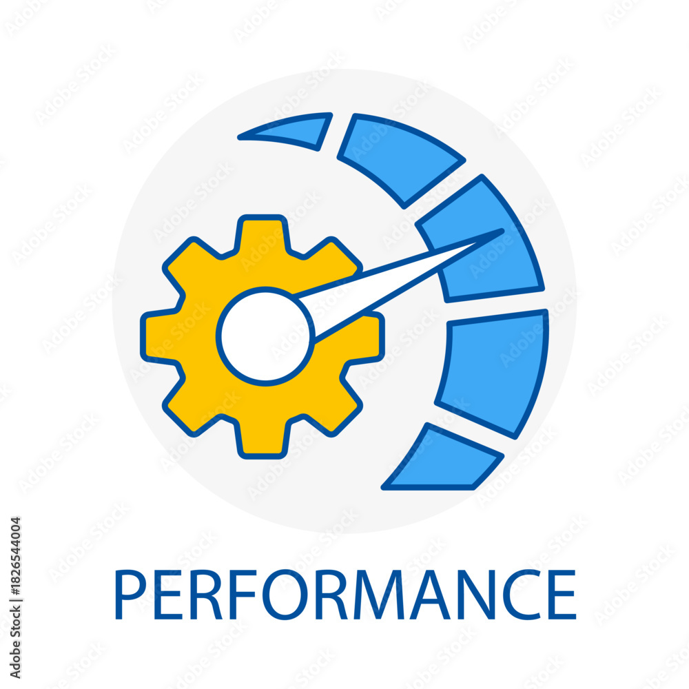 Fototapeta premium Performance Speedometer Optimization Efficiency Gear Measure Line Icon