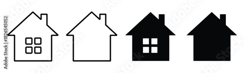 home and hose illustration sign icon set