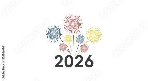 Colorful fireworks celebrating the arrival of the year 2026