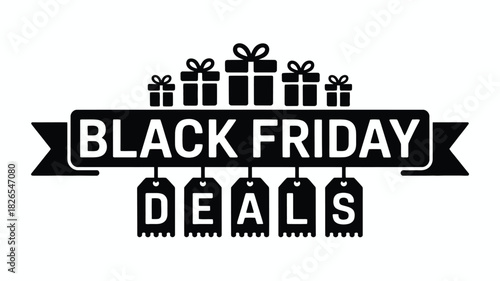 Announcing Black Friday Deals with Gift Boxes, Perfect for Retail Marketing, Promotions, and Advertising Campaigns to Drive Holiday Sales and Savings