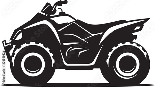 Black silhouette of an all-terrain vehicle on white background