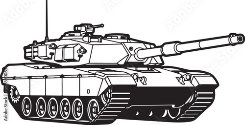Modern military battle tank illustration isolated on white background