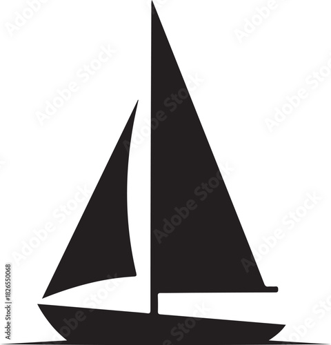 Sailboat silhouette graphic on white background for nautical themes