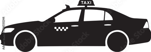 Black silhouette of a taxi car with taxi sign on top