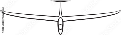 Simple outline drawing of a glider airplane from a top-down perspective.