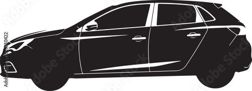 Modern hatchback car silhouette side view vector isolated
