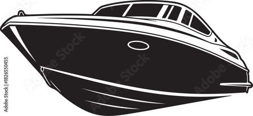 Sleek modern motor yacht illustration isolated on white background