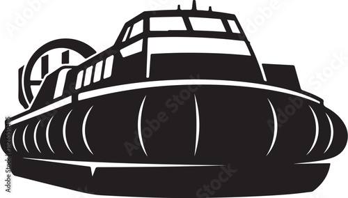 Hovercraft transportation vehicle on white background, graphic icon