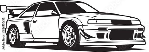 Sport compact car with spoiler icon vector graphic illustration