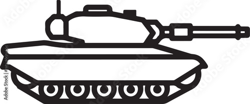 Modern main battle tank icon, military armored vehicle vector graphic