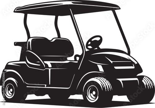 Golf cart silhouette, sports vehicle for golf course transportation
