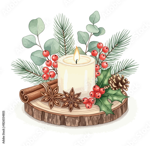 Candle illustration for greeting card