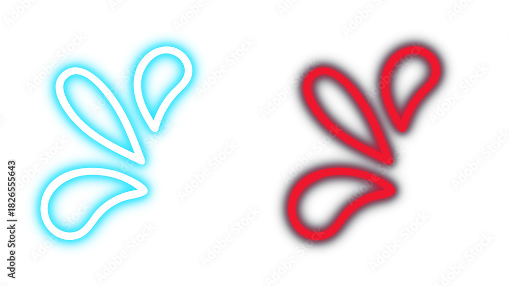 Fototapeta premium Abstract Neon Splash or Droplet Shape Graphic in Cyan Blue and Red with Transparent Background