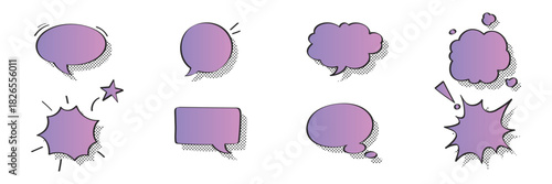 Artistic comic-style speech bubble vector set.