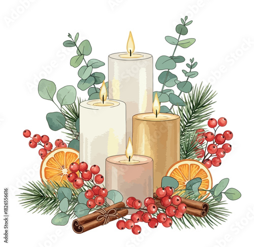 Candle illustration for greeting card
